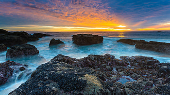 Sunset , Tranquil nature, Mesmerizing colors, Serene waterfront HD wallpaper