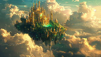 Dreamscape: A Floating City, Floating City, fantasy, castle, cloud, floating HD wallpaper