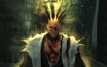 Zaraki Kenpachi, zaraki, scary, badass, frightening, shinigami, captain, bleach, wicked, warrior, powerful, smiling, kenpachi, awsome, anime, samurai, cool, fighter HD wallpaper