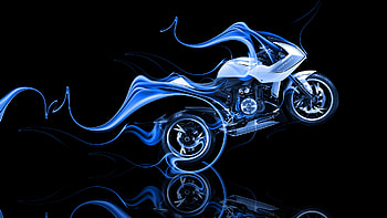 Moto-Suzuki-Recursion-Side-Blue-Fire-Abstract HD wallpaper