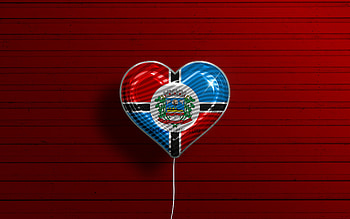 I Love Rondonopolis, , realistic balloons, red wooden background, Day of Rondonopolis, brazilian cities, flag of Rondonopolis, Brazil, balloon with flag, cities of Brazil, Rondonopolis flag, Rondonopolis HD wallpaper