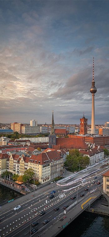 Berlin Skyline, , backgrounds, Urban landscapes HD phone wallpaper