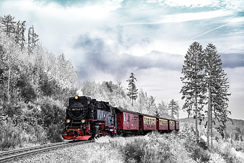 Winter, Snow, Miscellanea, Miscellaneous, Forest, Railway, Train HD wallpaper
