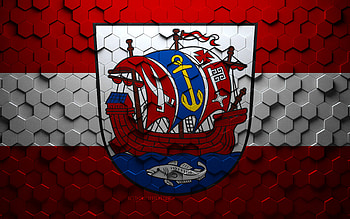 Flag of Bremerhaven, honeycomb art, Bremerhaven hexagons flag, Bremerhaven, 3d hexagons art, Bremerhaven flag HD wallpaper