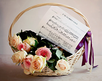 The Rose Balad, basket, balad, still life, roses HD wallpaper