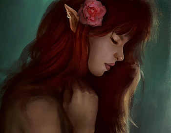 Women-Elf, Women, Elf, Red, Rose HD wallpaper