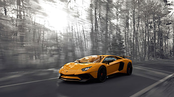 Orange Lamborghini Aventador Monochrome , lamborghini-aventador, lamborghini, cars, monochrome, black-and-white, deviantart HD wallpaper