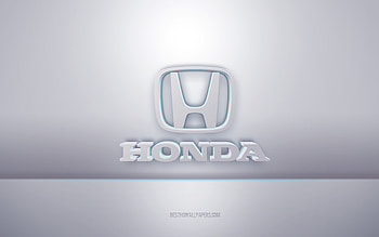 Honda 3d white logo, gray background, Honda logo, creative 3d art, Honda, 3d emblem HD wallpaper