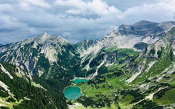Alps in Austria, lakes, Austria, Alps, mountains HD wallpaper