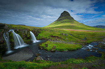 Iceland, mountains, waterfalls, Kirkjufell HD wallpaper