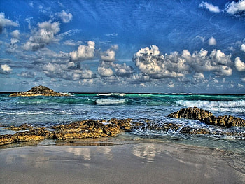Tulum, sea, sky, waves HD wallpaper