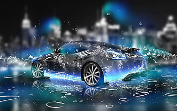 3D Car Hq Latest Water Effect Graphics Amazing Cool Colourful Background Best Display HD wallpaper