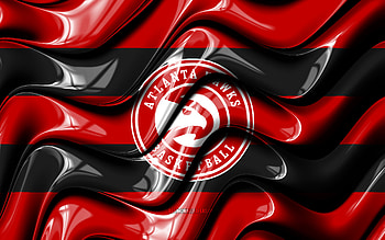 Atlanta Hawks flag, , red and black 3D waves, NBA, american basketball team, Atlanta Hawks logo, basketball, Atlanta Hawks HD wallpaper
