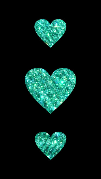Glitter Green Hearts, black HD phone wallpaper