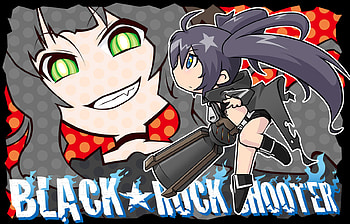 Black rock shooter, sexy, blue eyes, kuroi mato, cute, girl, black hair, long hair, chibi, takanashi yomi, anime, twintails, green eyes HD wallpaper