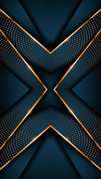 blue gold geometric , digital, tech, material, symmetry, flat, shapes, design, dark, abstract, lines HD phone wallpaper