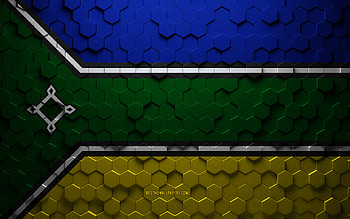 Flag of Amapa, honeycomb art, Amapa hexagons flag, Amapa, 3d hexagons art, Amapa flag HD wallpaper
