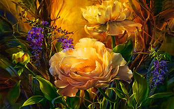 Flowers, artwork, Paeonia, still life, painting, blossoms HD wallpaper