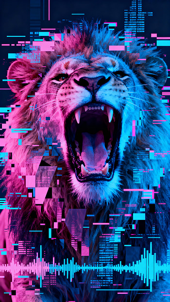 Neon Roar | Cyber Pride | Glitch Roar | Roarwave | Digital Mane, lion HD phone wallpaper