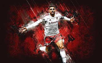 Taison, Internacional, Brazilian soccer player, Taison Barcellos Freda, red stone background, Serie A, Brazil, soccer HD wallpaper