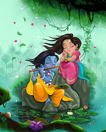 Cartoon Radha Krishna, Cute Krishna HD phone wallpaper