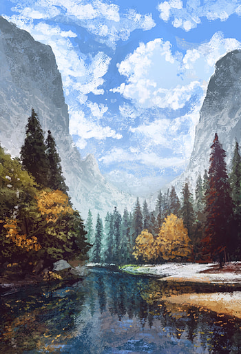 Rivers, Art, Forest, Paints, Oil Paints HD phone wallpaper