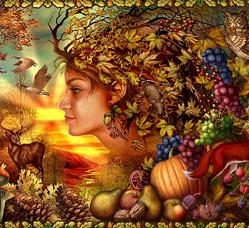 Autumn spirit, fa tasy, art, autumn, face, fruit, ciro marchetti, girl, toamna, fantasy HD wallpaper