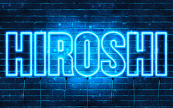 Happy Birtay Hiroshi, , blue neon lights, Hiroshi name, creative, Hiroshi Happy Birtay, Hiroshi Birtay, popular japanese male names, with Hiroshi name, Hiroshi HD wallpaper