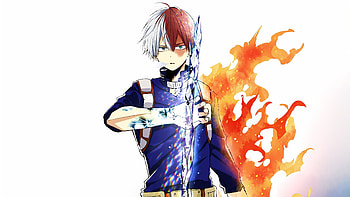 Anime, Shouto Todoroki, ice and fire, art HD wallpaper