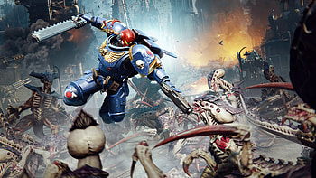 Warhammer 40K Space Marine 2 Action, video game, Warhammer 40K: Space Marine 2, Ultramarines (Warhammer 40k), Warhammer HD wallpaper