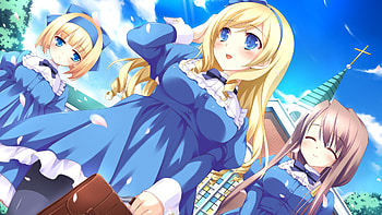 Anime, sexy, blond, group, cute, sky HD wallpaper