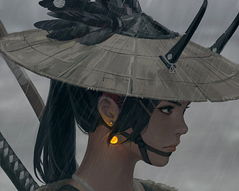 Demoness, luminos, demon, hat, dark, horns, guweiz, art, girl, earrings, fantasy, face HD wallpaper