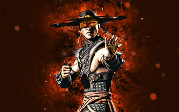 Ghost Kung Lao, , orange neon lights, Mortal Kombat Mobile, fighting games, MK Mobile, creative, Mortal Kombat, Ghost Kung Lao Mortal Kombat HD wallpaper