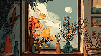 October Windowlight — Aesthetic, flower, vase HD wallpaper