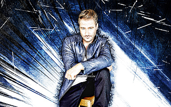 Sascha, grunge art, german singer, music stars, blue abstract rays, german celebrity, Sascha Schmitz, Sascha Rontgen, superstars, Sascha HD wallpaper