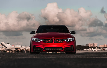 BMW M4, luxury vehicle, red, front HD wallpaper