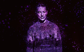 Diplo, purple glitter art, black background, American DJ, Diplo art, Thomas Wesley Pentz HD wallpaper