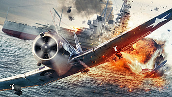 Midway, plane, water, battle HD wallpaper