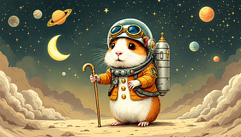 Galactic Guinea Pig: A Stunning Ultra, guinea pig, astronaut, space, cartoon, Animal HD wallpaper