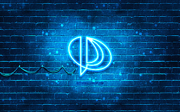 Palit blue logo, , blue brickwall, Palit logo, brands, Palit neon logo, Palit HD wallpaper