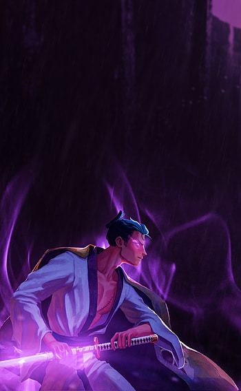 Zoro Roronoa, hawks, violet, onepiece, demons, eye, sword, katana, luffy, swordsman, demon, evil, sanji HD phone wallpaper