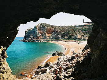 Milos Sulfur Mine Beach, sand, water, cove, beach HD wallpaper