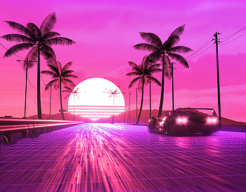 Retro 80s Ride, retrowave, artist, artwork, digital-art, pink, artstation HD wallpaper
