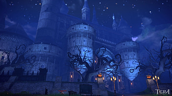 Tera, night, realm, tree, screenshot, fantasy, light, tower, fantastic, game, tera online HD wallpaper