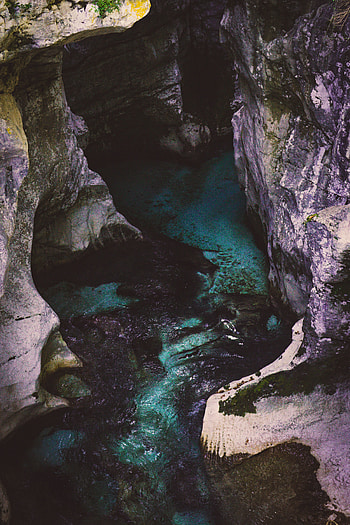 River, flow, nature, cave, valley HD phone wallpaper