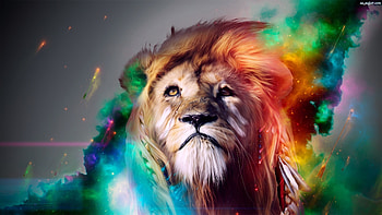 A colorful lion. I found this really attractive and powerful. Its shows the vivid colors and the face of the lion in the perfect spot. HD wallpaper