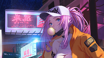 Blue Eyes Hat Pink Hair Anime Girl Anime Girl HD wallpaper