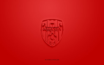 Derry City FC, creative 3D logo, red background, Irish football team, League of Ireland Premier Division, Derry, Ireland, 3d art, football, Derry City FC 3d logo HD wallpaper