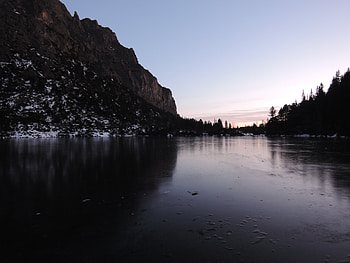 Nature, Ice, Twilight, Mountain, Lake, Shore, Bank, Dusk HD wallpaper
