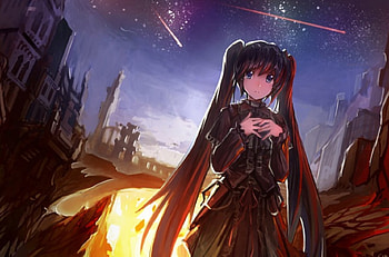 Beauty NightSky, Beauty Girl, Volc, Beauty, Wall, BG, Anime, Night, Miku, Classic, New, Sky HD wallpaper